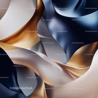 Luxurious Blue and Gold Fabric with Flowing Waves