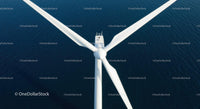 Aerial View of Offshore Wind Turbine Over Blue Ocean Waters