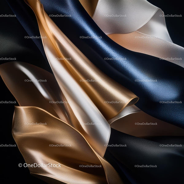 Elegant Satin Fabrics in Gold and Blue Tones