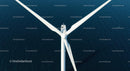 Aerial View of White Wind Turbine Over Blue Ocean