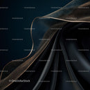 Luxurious Black and Gold Silk Fabric with Elegant Folds