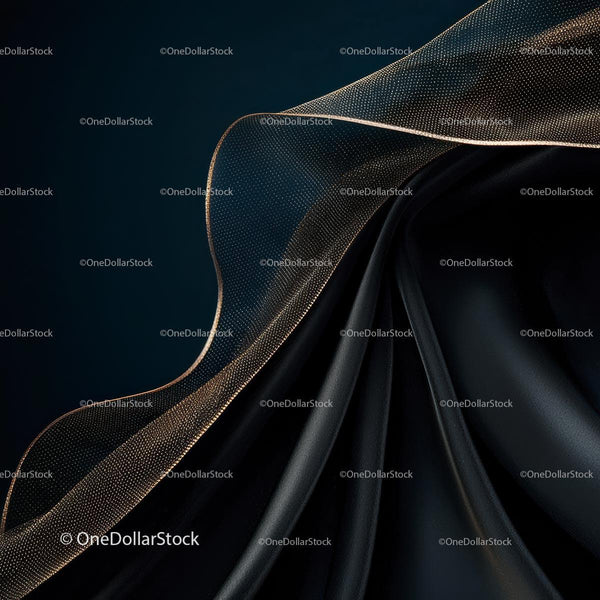 Luxurious Black and Gold Silk Fabric with Elegant Folds