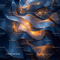 Glowing Blue and Gold Abstract Wave Texture