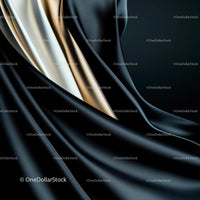 Luxurious Black and Gold Satin Drapery with Elegant Fold