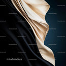 Luxury Black Silk and Beige Satin Draped Elegantly