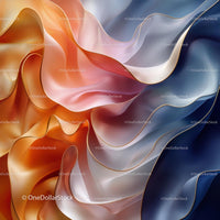 Flowing Gradient Fabric Abstract in Orange and Blue Tones
