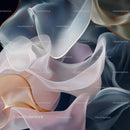 Flowing Sheer Fabrics with Elegant Curves and Pastel Hues