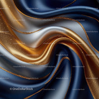 Luxurious Shimmering Blue and Gold Satin Fabric