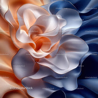 Abstract 3D Rose Petals in Blue and Orange Tones