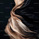 Elegant Black and Beige Silk Fabric Waves