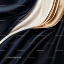 Luxurious Black and Gold Draped Fabric with White Accent