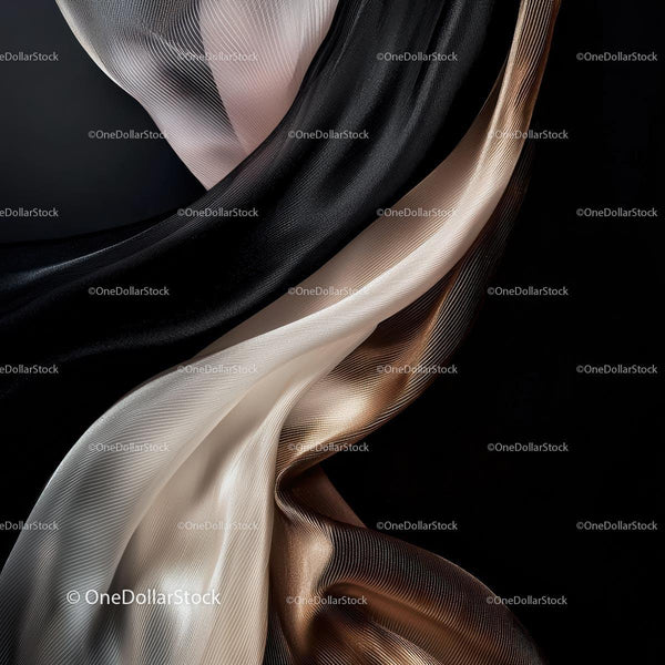 Elegant Abstract Fabric with Black and Gold Waves