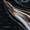 Luxurious Black and Silver Satin Fabric with Elegant Folds