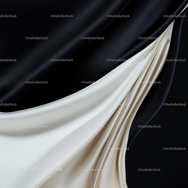 Elegant Drapery in Black and White Silk Fabric