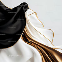 Elegant Black, White, and Gold Flowing Fabric Texture