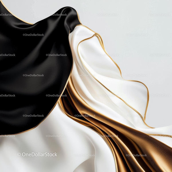 Elegant Black, White, and Gold Flowing Fabric Texture