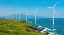 Wind Turbines on a Scenic Coastal Landscape
