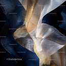 Blue and Gold Sheer Fabric with Shimmering Texture