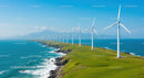 Wind Turbines Lining a Scenic Coastal Landscape