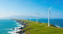 Wind Turbines on Scenic Coastal Landscape