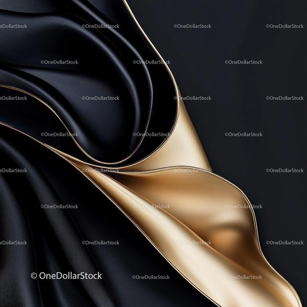 Elegant Black and Gold Satin Fabric with Luxurious Folds