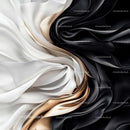 Elegant Black and White Swirling Silk Fabric