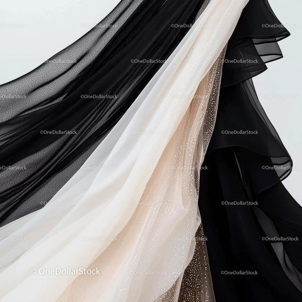 Elegant Draping of Contrasting Black and White Fabrics