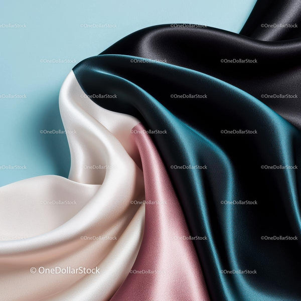 Luxurious Black, White, and Pink Satin Fabric