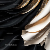 Elegant Black and Beige Drapery with Golden Accents