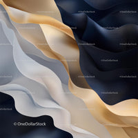 Elegant Flowing Abstract Fabric with Gold and Blue Waves