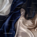 Luxurious Navy and Beige Satin Fabric Texture