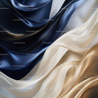 Flowing Blue and Beige Silk Fabric Waves