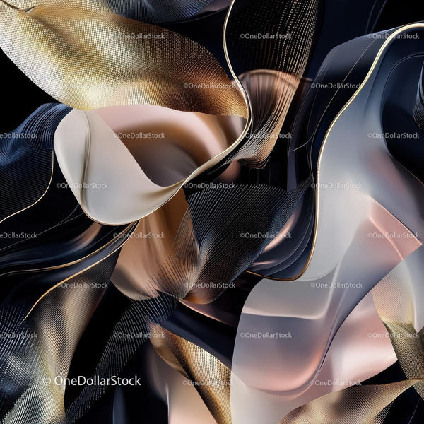 Elegant Abstract Art with Smooth Gold and Black Accents