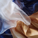 Elegant Blue, White, and Gold Draped Fabrics