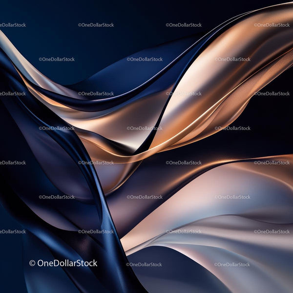 Elegant Silk Waves in Blue and Gold Hues