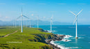 Wind Turbines on a Scenic Coastal Green Landscape