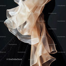Elegant Flowing Chiffon Fabric in Soft Beige Hues
