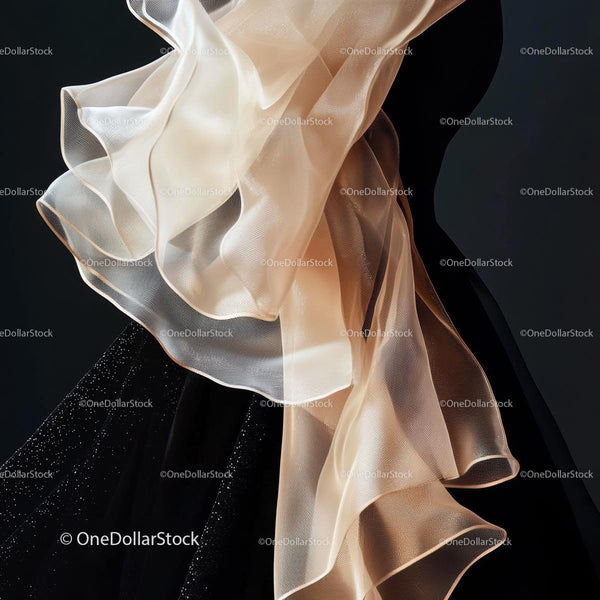 Elegancka, Lekko Opływająca Tkanina Chiffon w Delikatnych Beżowych Odcieniach