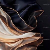 Black and Beige Flowing Silk Fabric with Elegant Folds