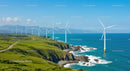 Wind Turbines on a Scenic Coastal Landscape with Ocean View