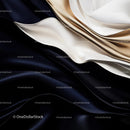 Luxury Silk Fabric in Black and Gold Waves