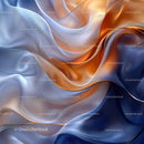 Abstract Orange and Blue Flowing Silk Fabric Texture