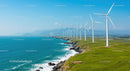 Wind Turbines on a Scenic Coastal Landscape