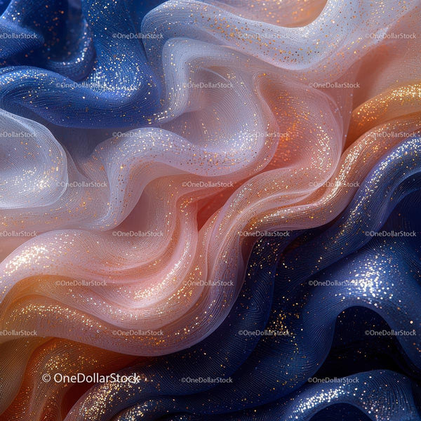 Shimmering Fabric with Glittering Waves and Pastel Hues