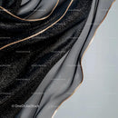 Luxurious Black Chiffon Fabric with Gold Accents
