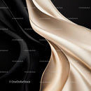 Elegant Beige and Black Silk Fabric with Gentle Waves