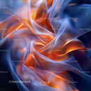 Abstract Orange and Blue Flowing Fabric Art
