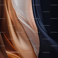 Luxurious Silk Fabric with Elegant Folds in Beige and Black