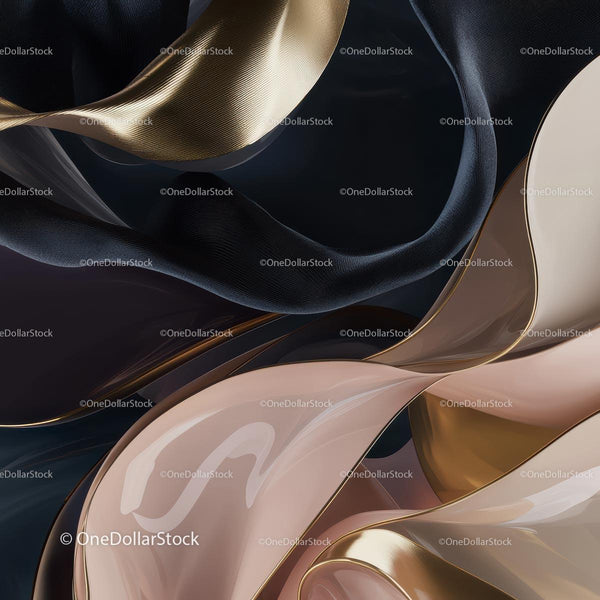 Abstract Fluid Design with Gold and Black Elements