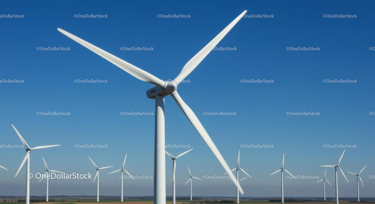 Majestic Wind Turbines Against a Clear Blue Sky